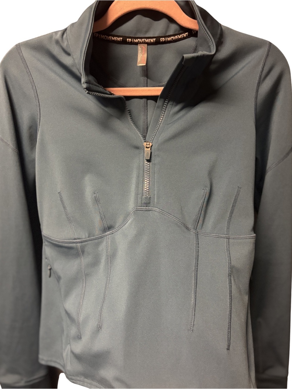 FP Movement Run the Course Quarter-Zip Active Top in High Tide • Size Medium - Picture 2 of 11